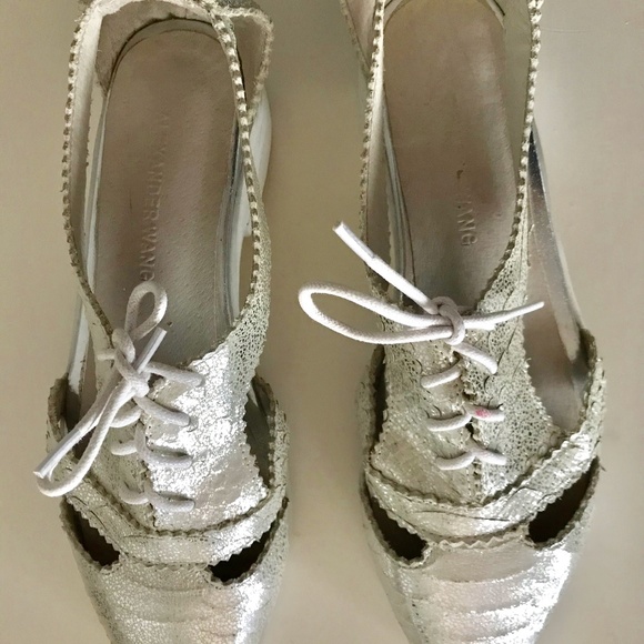 ALEXANDER WANG SILVER METALLIC OXFORDS FLATS 38 - Picture 6 of 11